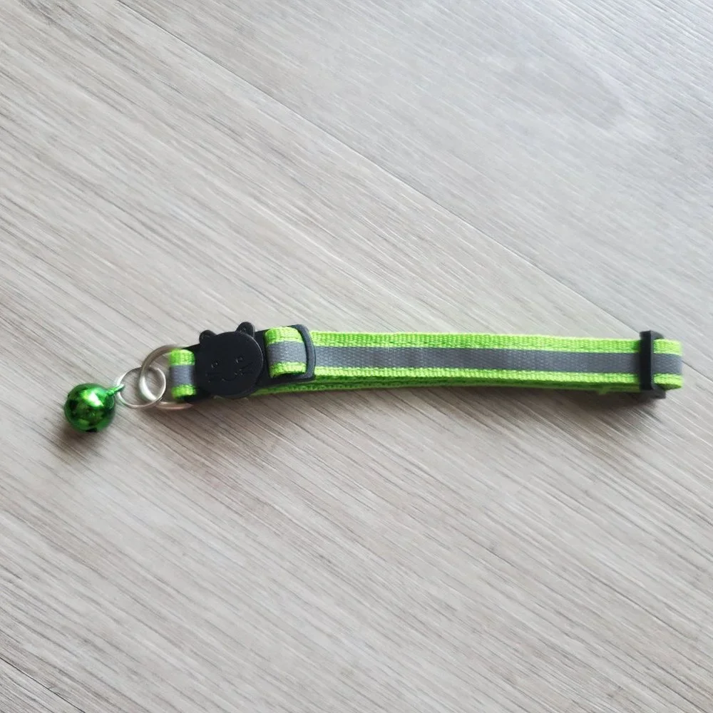 NEW Light Green Adult Reflective-Breakaway Cat Collar with Bell